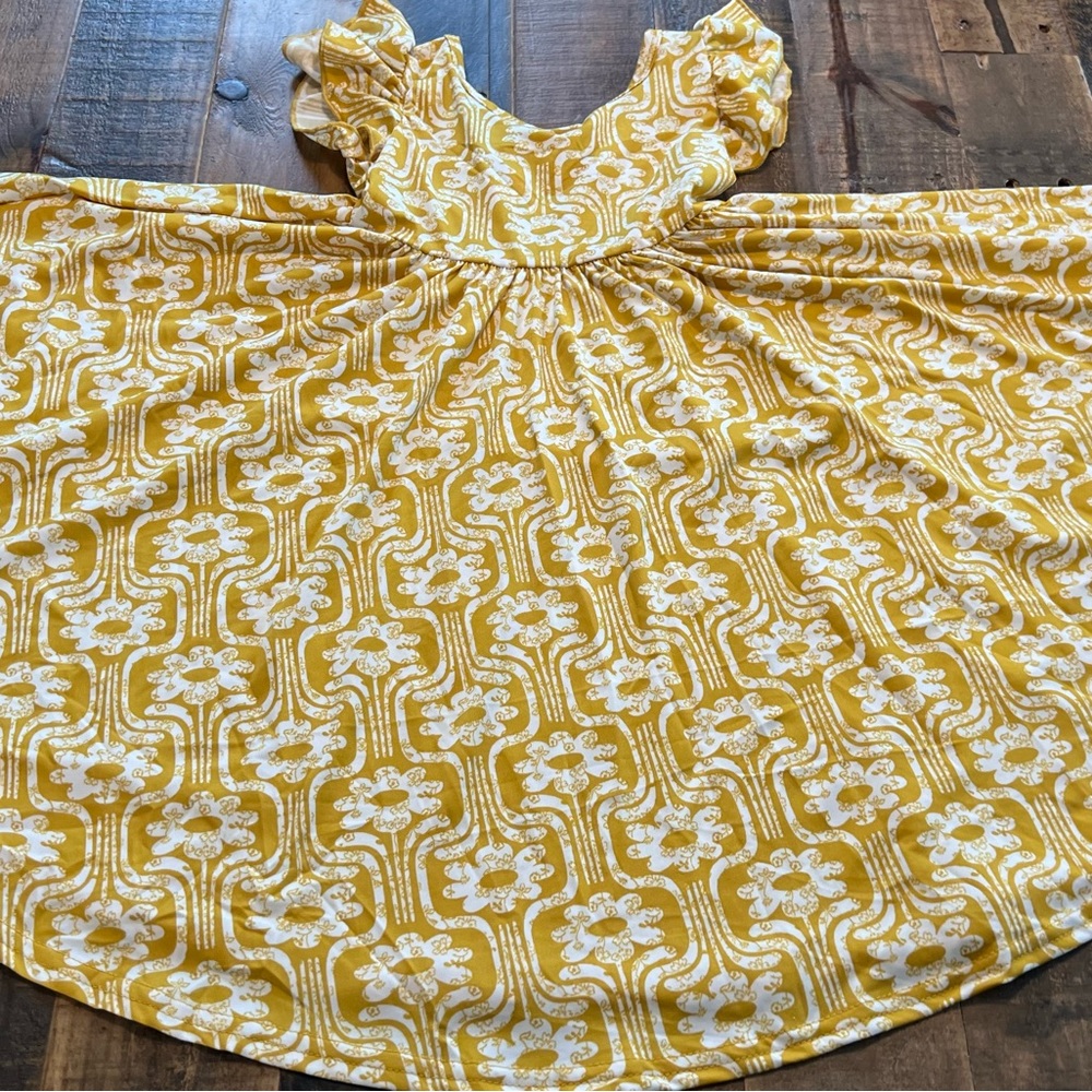Dot Dot Smile size 3/4 - 8/10 girls yellow floral mod Empire Twirl Dress New
